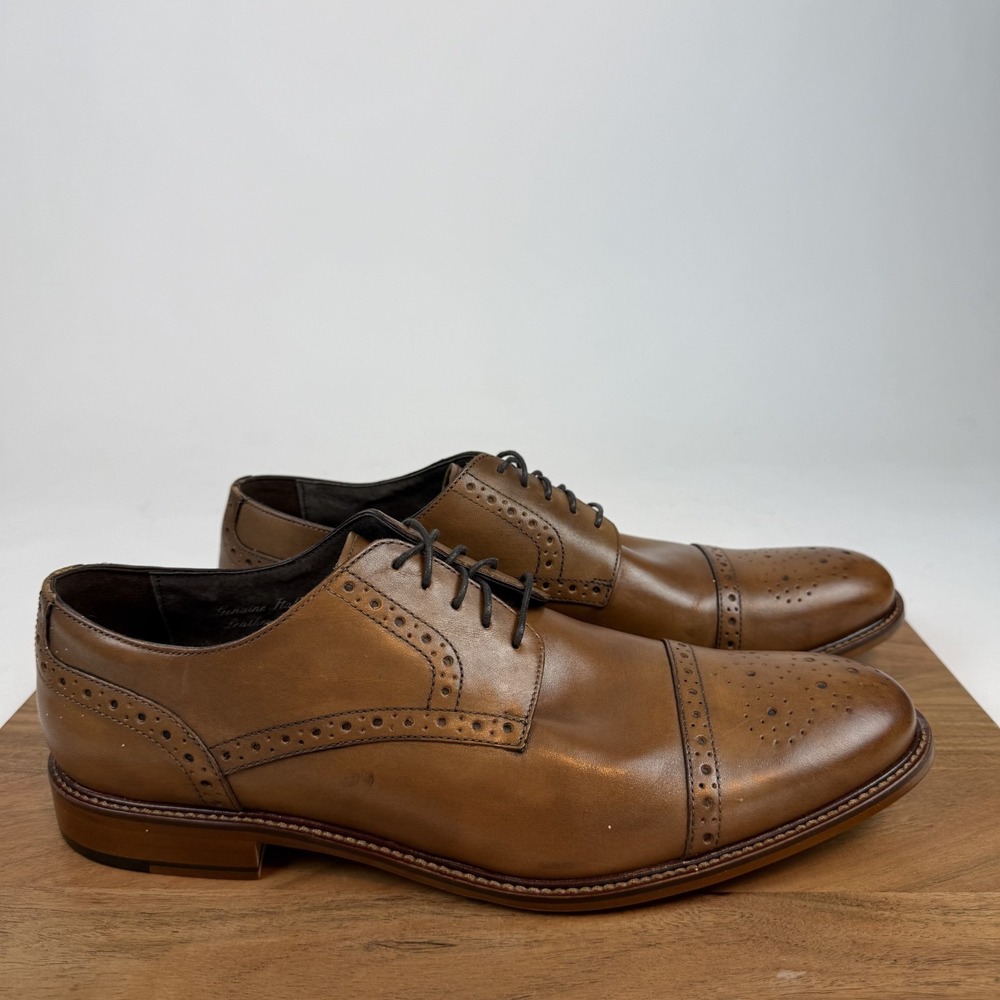Mens Joseph Abboud Owings Lace Cap Toe Cognac Leather Brogue Dress Shoes Size 12